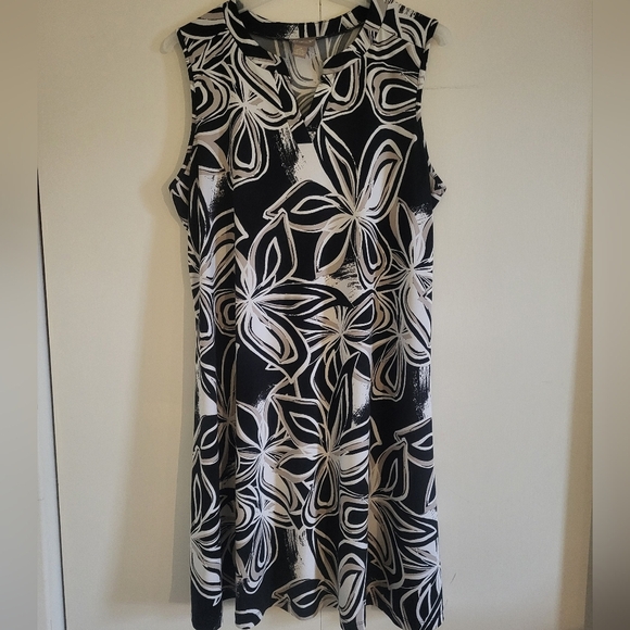 Chico's Black and White Floral Dress - Picture 1 of 4